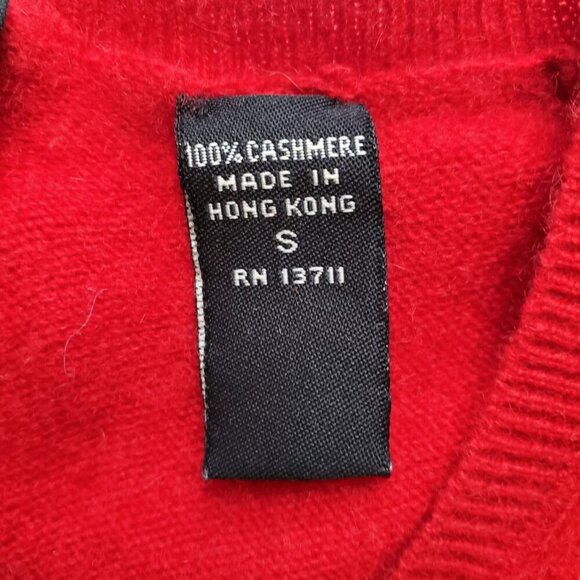 Valerie Stevens Red 2 Ply Cashmere V-Neck Cardigan Size S - Picture 8 of 14